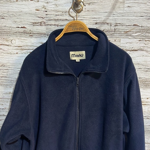 Marks blue thick fleece zip up sweater size XL - Picture 3 of 9